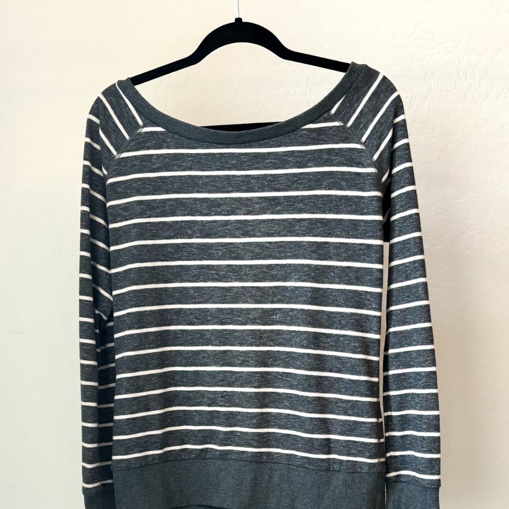 Element Grey Striped Sweater with Open Back L